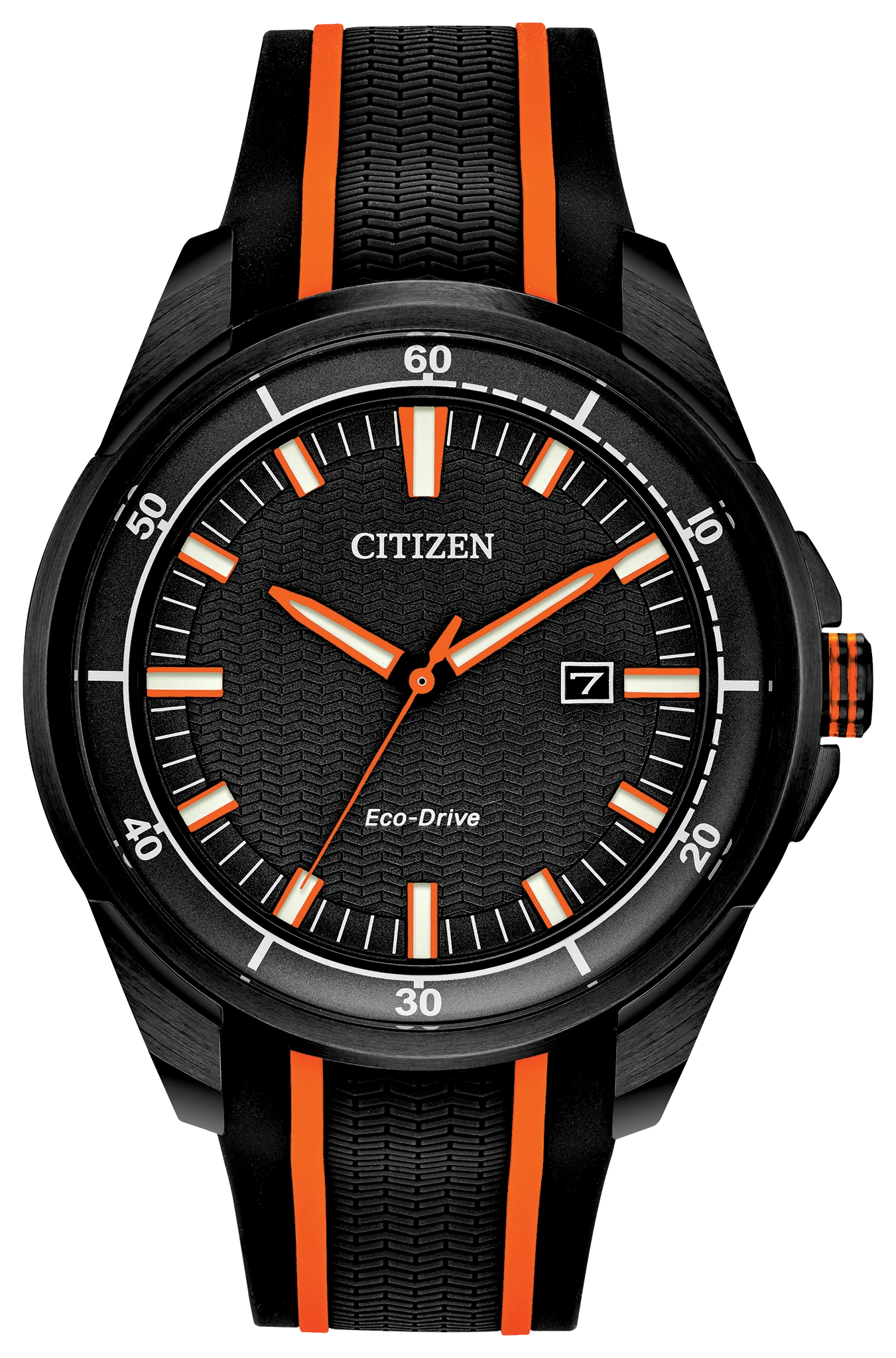 Citizen AR Eco-Drive Black Dial Orange Stainless Steel Watch | CITIZEN